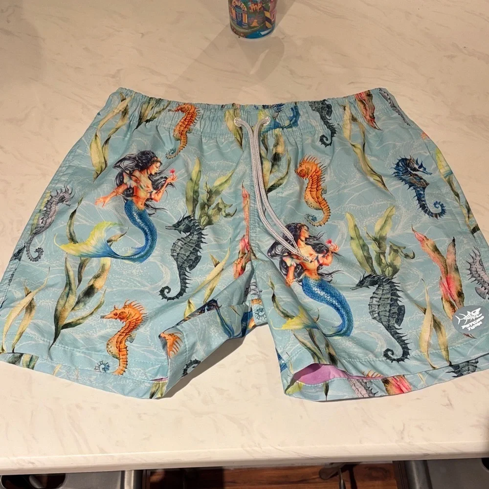 Psycho Tuna Seahorse and Mermaid Print Swim Shorts